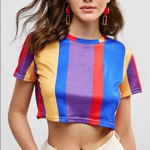 Cropped stripe shirt